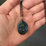 Carved Labradorite Rose Necklace