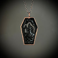 Carved Horn Coffin Necklace with Grim Reaper