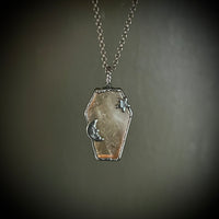 Celestial Citrine Coffin Necklace with Gunmetal Patina