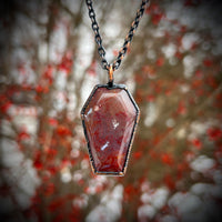 Red Moss Agate Coffin Necklace