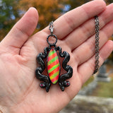 Striped Aurora Opal Necklace with Swarovski Crystals