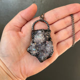Aura Amethyst Cluster Necklace with Gunmetal Patina
