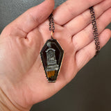 Coffin Burial Plot Necklace with Black Background *Mockingbird Lane Exclusive*