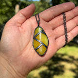 Uranium Glass Necklace with Gunmetal Patina