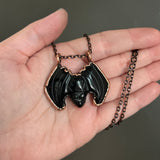 Black Obsidian Bat Necklace
