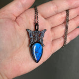 Butterfly and Labradorite Necklace with Gunmetal Patina