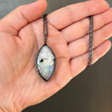 Rainbow Moonstone Necklace with Gunmetal Patina (B)