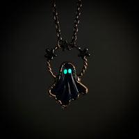 Celestial Black Billiard Ball Ghost Necklace (Glowing Eyes)