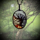 “Dendritic” Quartz Doublet Necklace with Gunmetal Patina