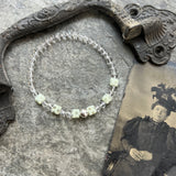 Uranium Glass and Quartz Bracelet with Sterling Silver