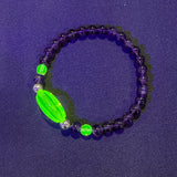 Uranium Glass and Amethyst Bracelet with Sterling Silver