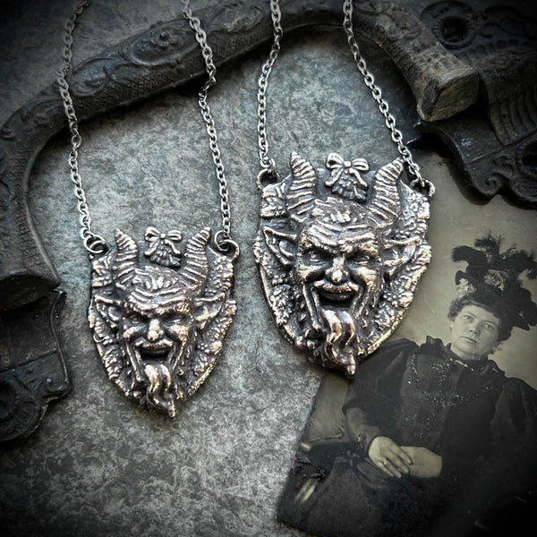 Krampus Fine Silver Plated Necklace *You Choose Size*