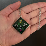 Glittery Skull Flowers Resin Necklace