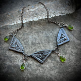 Beware the Underworld and Just Batty Necklace with Peridot Crystals