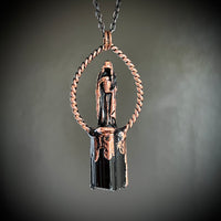 Cloaked Woman with Black Tourlamine Copper Necklace