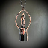 Cloaked Woman with Black Tourlamine Copper Necklace