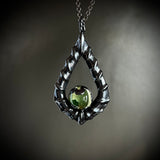 1920’s Uranium Glass Marble Necklace with Gunmetal Patina