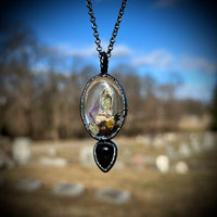 Small Burial Plot Necklace and Black Onyx with Gunmetal Patina *Mockingbird Lane Exclusive*