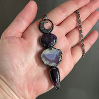 Shades of Purple Celestial Necklace with Gunmetal Patina