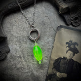 Uranium Glass with Mobius Stainless Steel Necklace C
