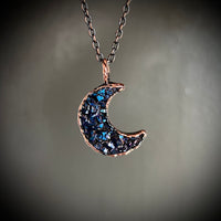 Blue Titanium Agate Moon Necklace