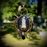 Oval Burial Plot Necklace with Black Obsidian *Mockingbird Lane Exclusive*