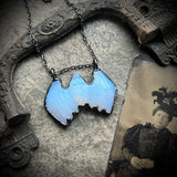 Opalite Bat Necklace with Gunmetal Patina