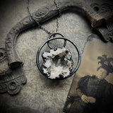 Sparkly Quartz Geode Necklace with Gunmetal Patina