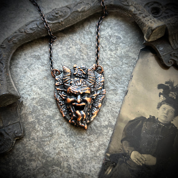 Small Krampus Copper Necklace