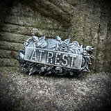 At Rest with Flowers Coffin Plaque Hand Painted 3 Inch Magnet