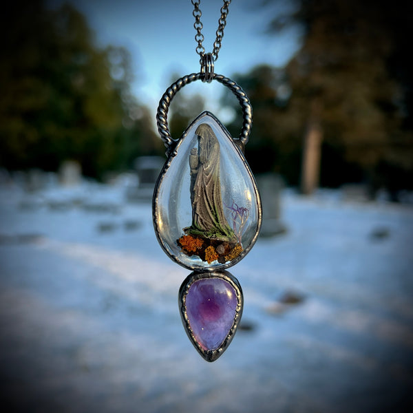 Burial Plot Necklace with Amethyst  *Mockingbird Lane Exclusive*