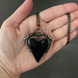 Green Goldstone Heart Necklace with Peridot