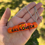 Hand Painted “Happy Halloween” Blow Mold Necklace