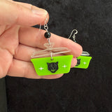 Halloween Cat Pyrex Style Earrings with Black Onyx