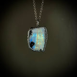 Rainbow Moonstone Necklace with Gunmetal Patina