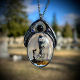 Oval Burial Plot Necklace with Black Onyx and Gunmetal Patina*Mockingbird Lane Exclusive*