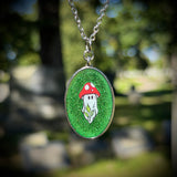 Glittery Mushroom Ghost Resin Necklace