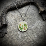 Glittery Frog and Mushrooms Resin Necklace