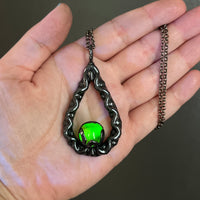 1920’s Uranium Glass Marble Necklace with Gunmetal Patina