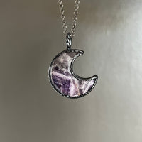 Amethyst Moon Necklace with Gunmetal Patina