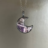 Amethyst Moon Necklace with Gunmetal Patina