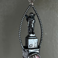 Little Girl Angel with Ametrine and Purple Labradorite Necklace with Gunmetal Patina