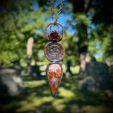 Munroo Necklace with Garnet and Red Moss Agate