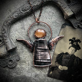 Hypersthene and Star Sunstone Copper Necklace