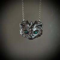 Dragon Kitty Necklace with Gunmetal Patina