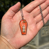 Ghost with Orange Flowers Resin Necklace