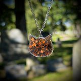 Glittery Cat Head Resin Necklace