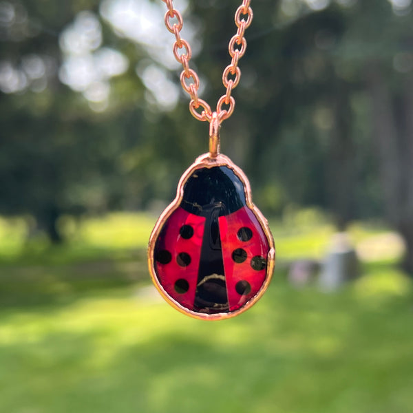 Aurora Opal Ladybug Necklace