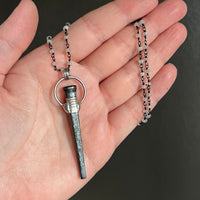 Coffin Nail Necklace with 18 Inch Moonstone Rosary Chain