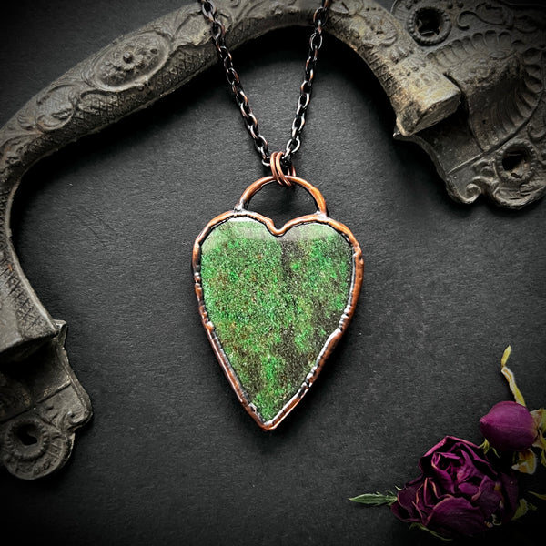 Fuschite Heart Copper Necklace